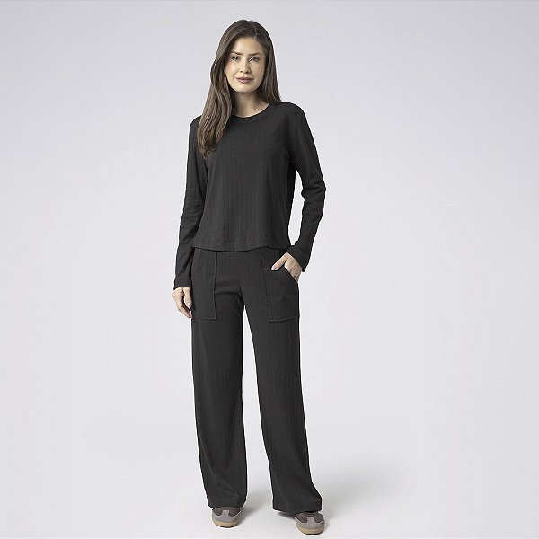 Conjunto Canelado Balance Style Preto