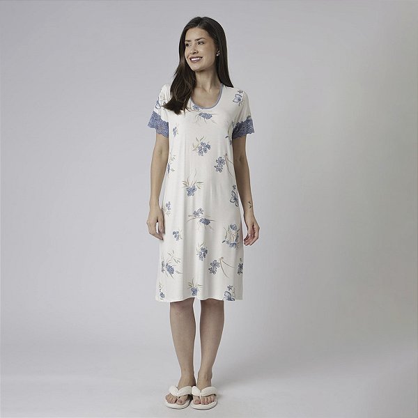 Camisão Feminino Midi Jardim Blue