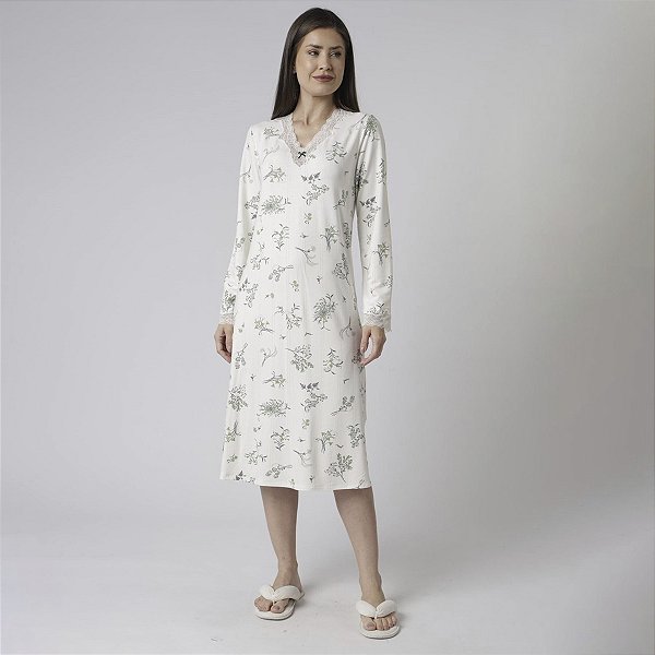 Camisola Midi Manga Longa Floral Botânica