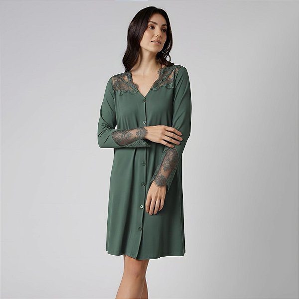 Camisão Feminino Curto Manga Longa Verde