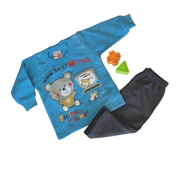 Conjunto Moletom Masculino Fechado estampa urso