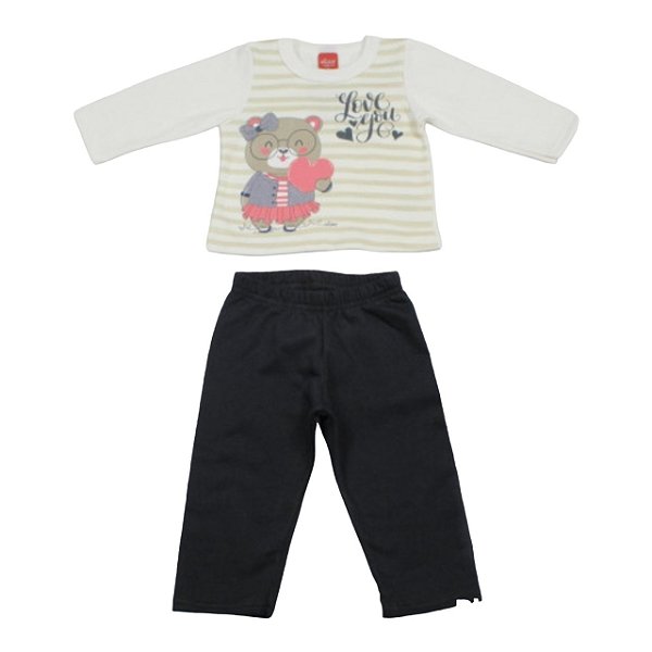 Conjunto moletom feminino estampa listras love