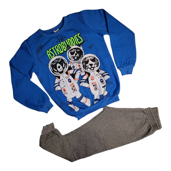 Conjunto moletom masculino estampa "astronautas"