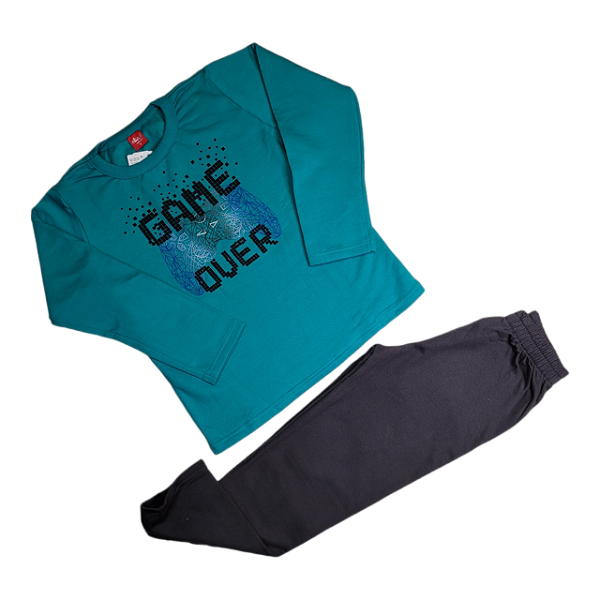 Conjunto moletom masculino estampa "game over"