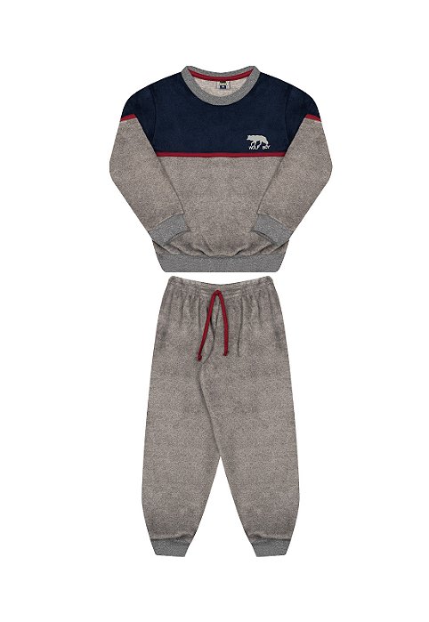 Conjunto masculino em pelinhos bordado Wolf