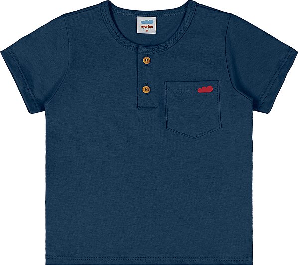 Camiseta meia malha penteada azul marinho