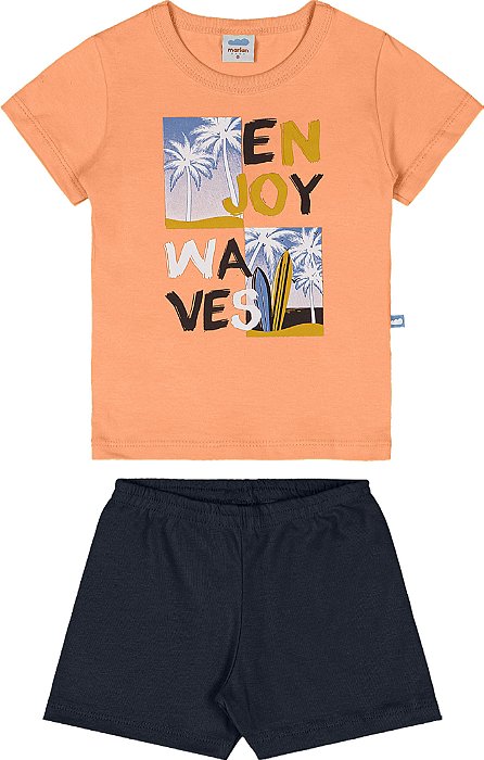Conjunto masculino meia malha penteada e bermuda moletinho