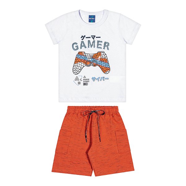 Conjunto camisa meia malha com shorts em moletinho