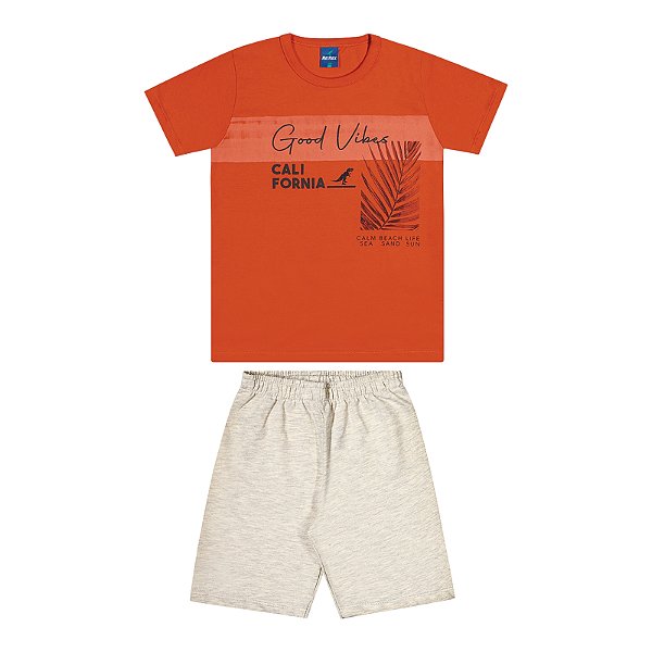 Conjunto camisa meia malha com shorts em moletinho