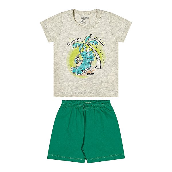 Conjunto camisa em meia malha e shorts em moletinho