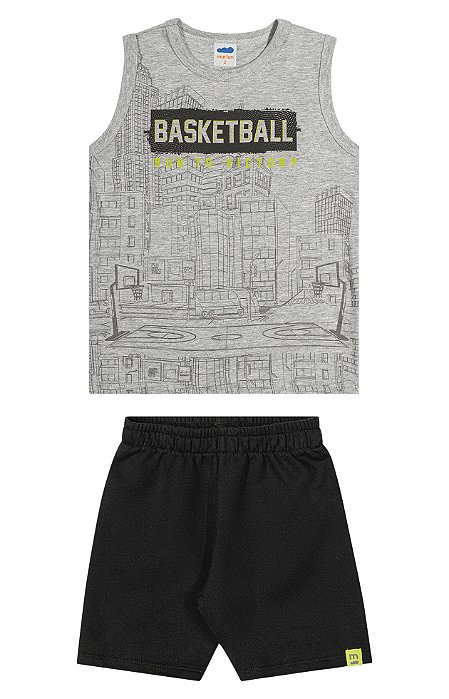Conjunto camiseta regata e shorts moletinho