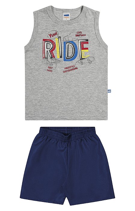 Conjunto camiseta regata e shorts em microfibra