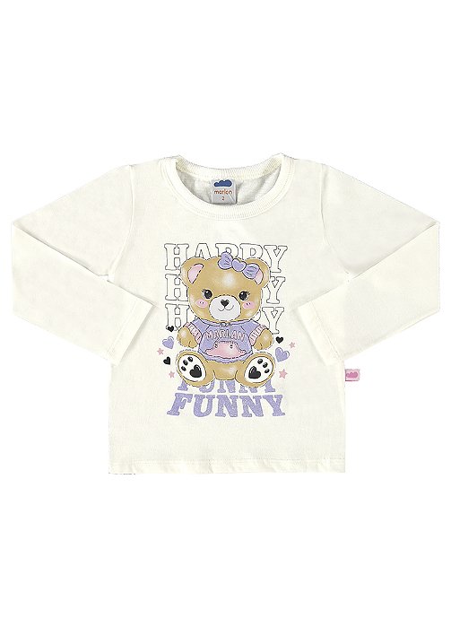 Blusa manga longa ursinho off white