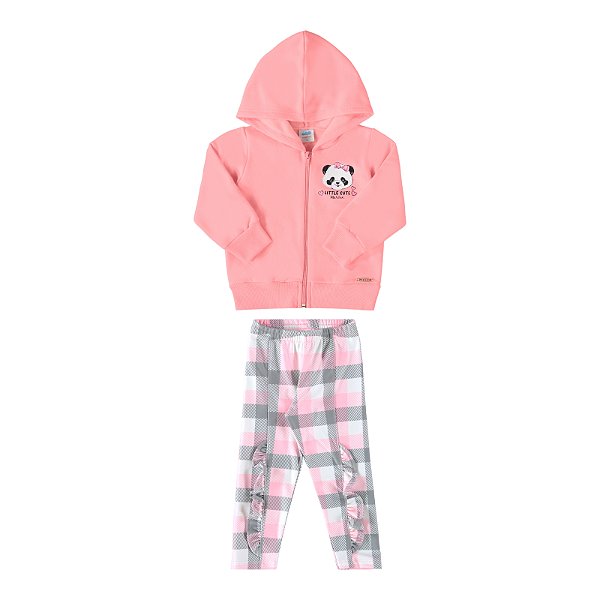 Conjunto jaqueta e legging xadrez
