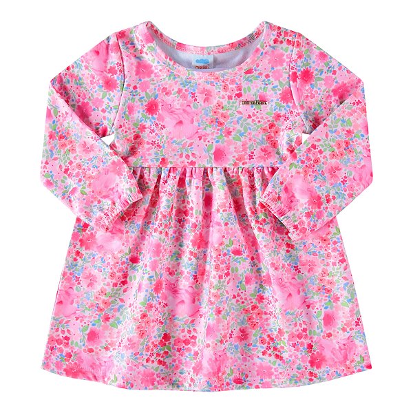 Vestido manga longa floral