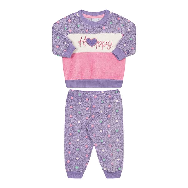 Conjunto feminino em pelinhos com estampa em poa