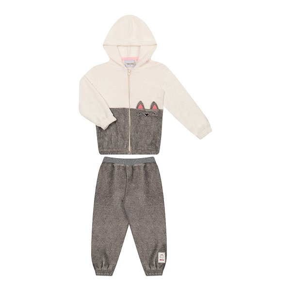 Conjunto feminino em pelinhos com capuz