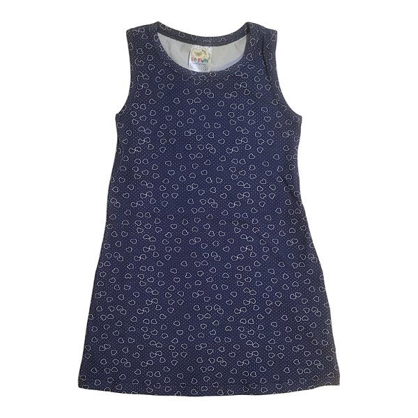 Vestido básico em cotton estampa coraçõezinhos
