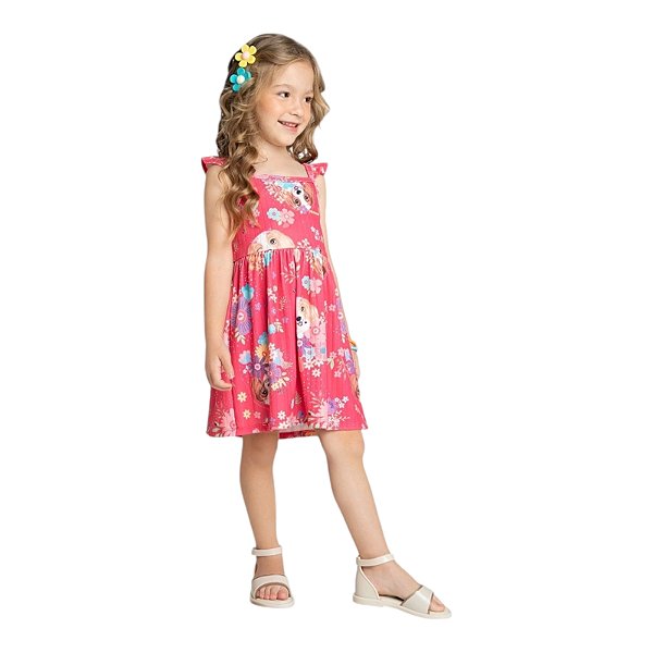 Vestido em malha canelada maxi floral estampa dog