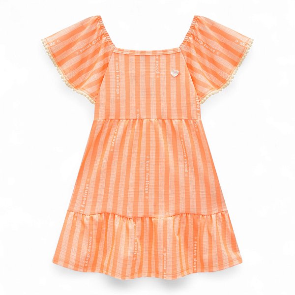Vestido em cotton maquinetado laranja