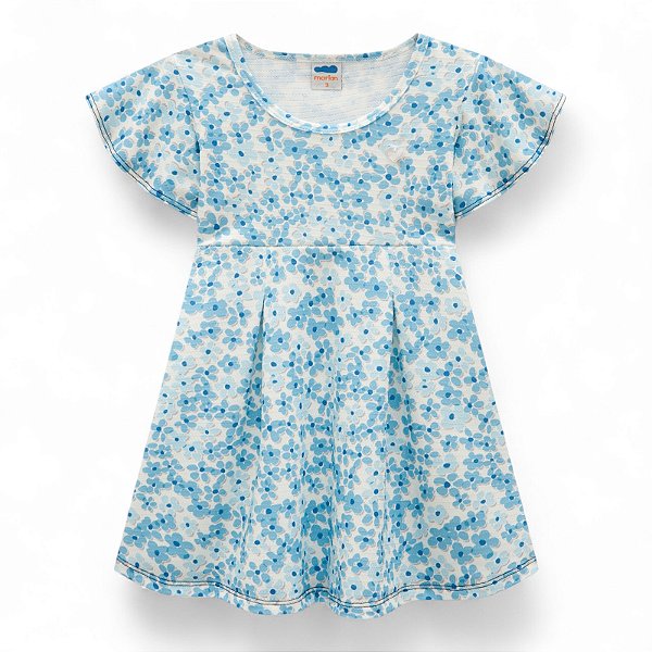 Vestido em cotton maquinetado mini floral