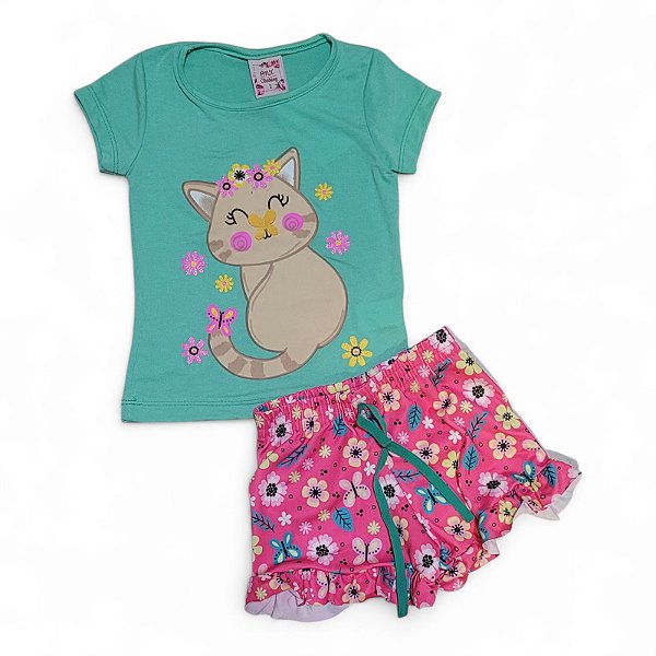 Conjunto feminino interativo estampa borboleta na gatinha