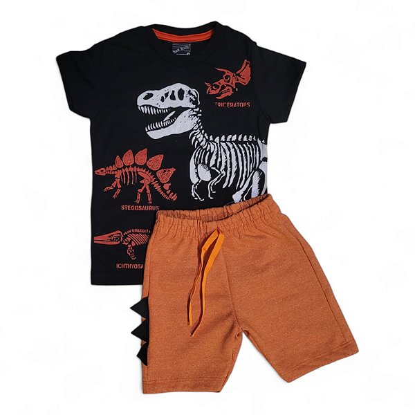 Conjunto meia malha estampa interativa dinossauros
