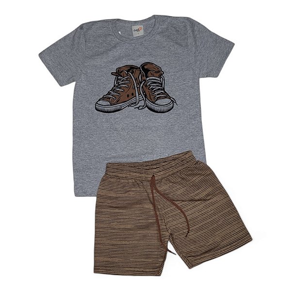 Conjunto masculino estampa tênis e cadarços