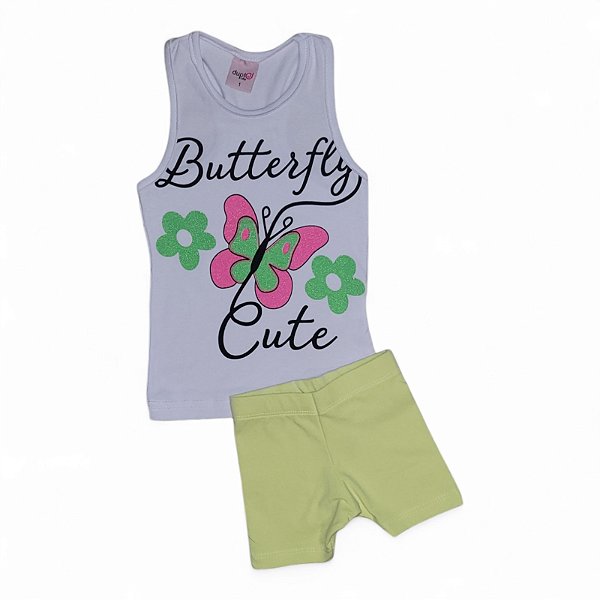 Conjunto feminino regata estampa borboletas