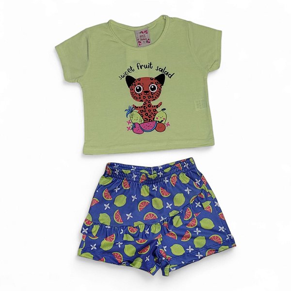 Conjunto feminino estampa interativa gatinha