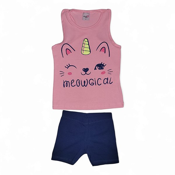 Conjunto feminino camiseta unicórnio