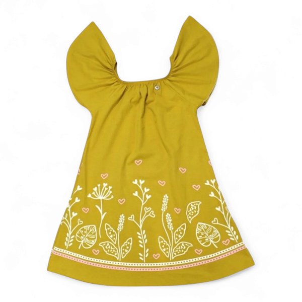 Vestido manga curta corações