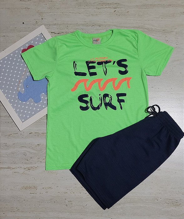 Conjunto básico masculino estampa surf