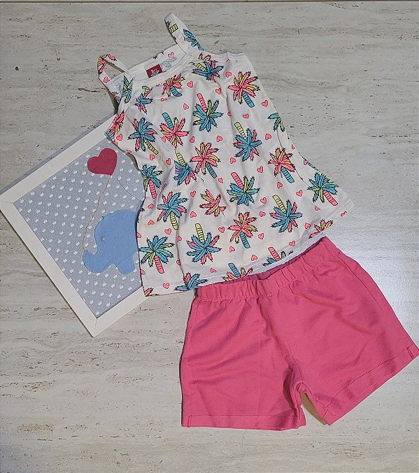 Conjunto feminino camiseta e shorts moletinho