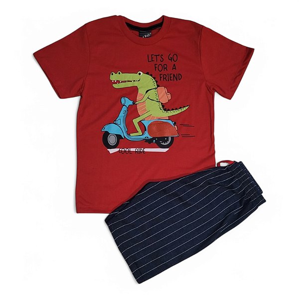Conjunto interativo masculino estampa jacaré