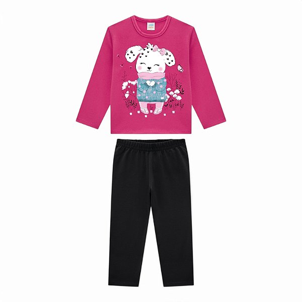 Conjunto camisa manga longa em cotton penteado e legging em cotton advance