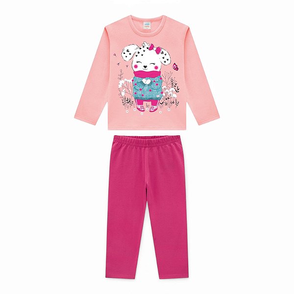 Conjunto camisa manga longa em cotton penteado e legging em cotton advance