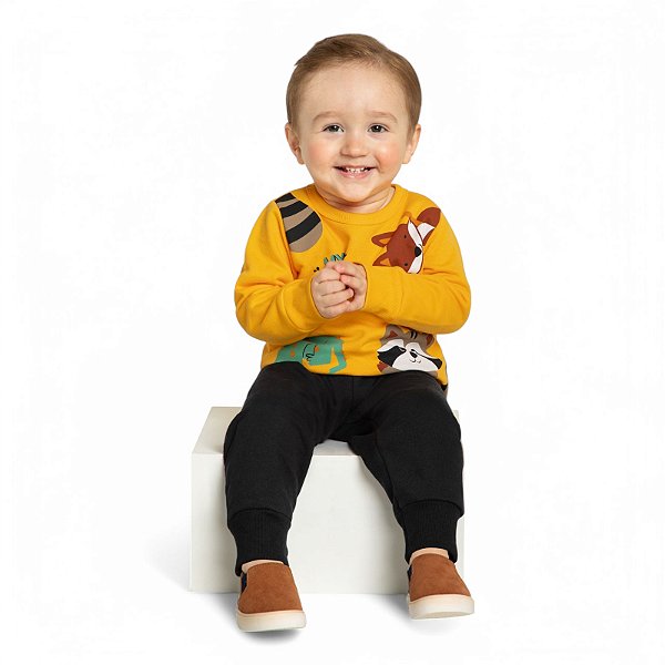 Conjunto moletom masculino estampa amigos da floresta