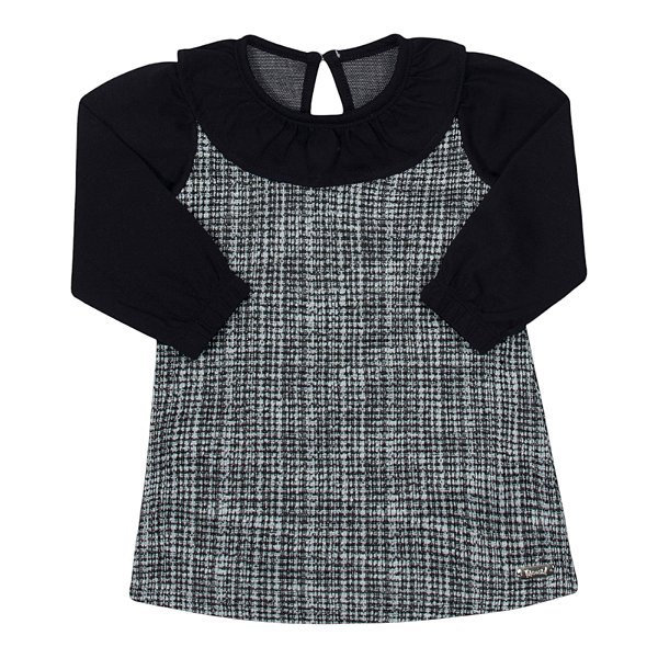 Vestido em tweed e manga em meia malha