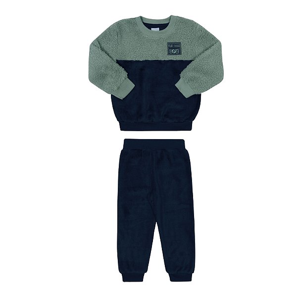 Conjunto masculino em pelinhos com detalhe e manga em pelo alpaca