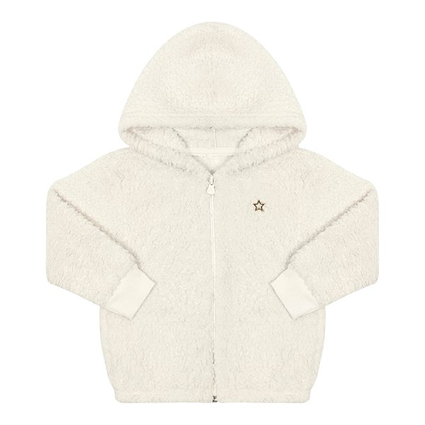 Casaco feminino em pelo alpaca com aplicação de estrelinha
