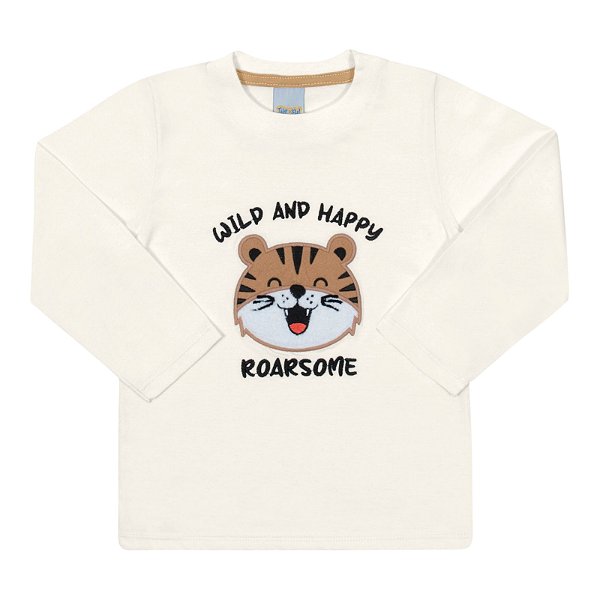 Camisa manga longa em meia malha estampa tigre