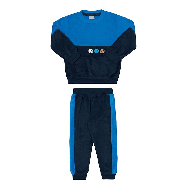 Conjunto em pelinhos estampa carinha feliz