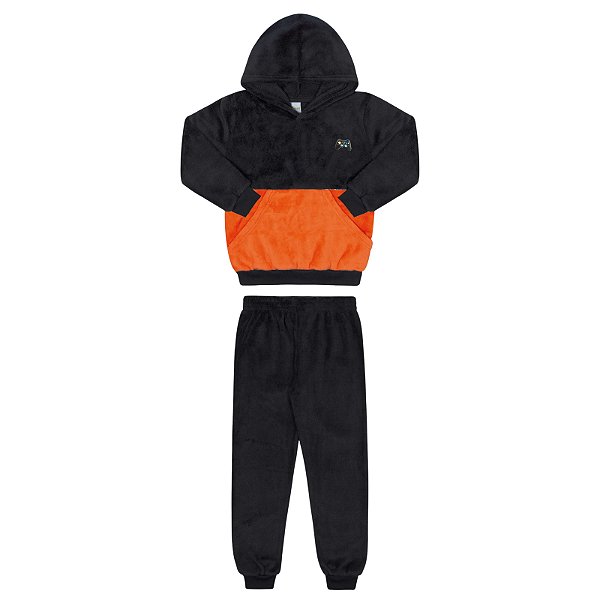Conjunto masculino em pelinhos com casaco e capuz