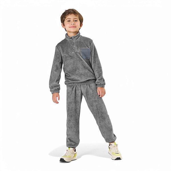 Conjunto em pelinhos com detalhe em ziper