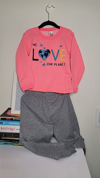 Conjunto moletom básico estampa Love