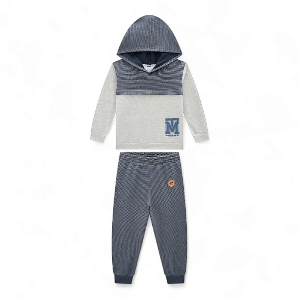 Conjunto masculino em moletom quadriculado