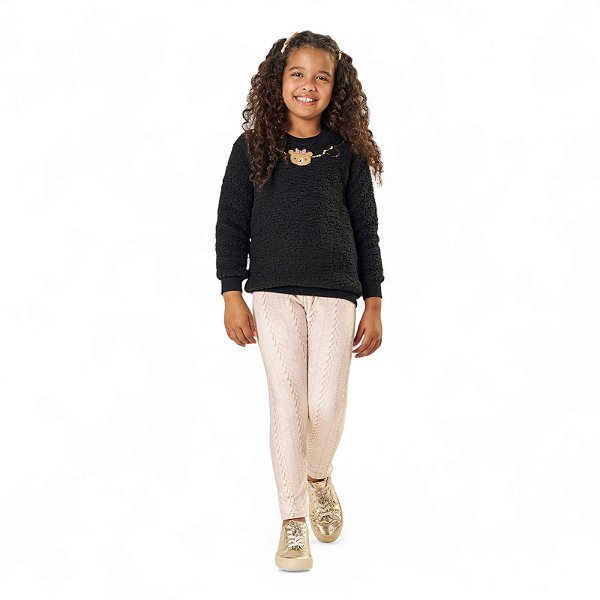 Conjunto feminino casaco em pelo alpaca e legging