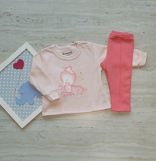 Conjunto feminino em moletom felpado com legging em molecotton