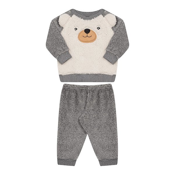 Conjunto em pelinhos estampa ursinho
